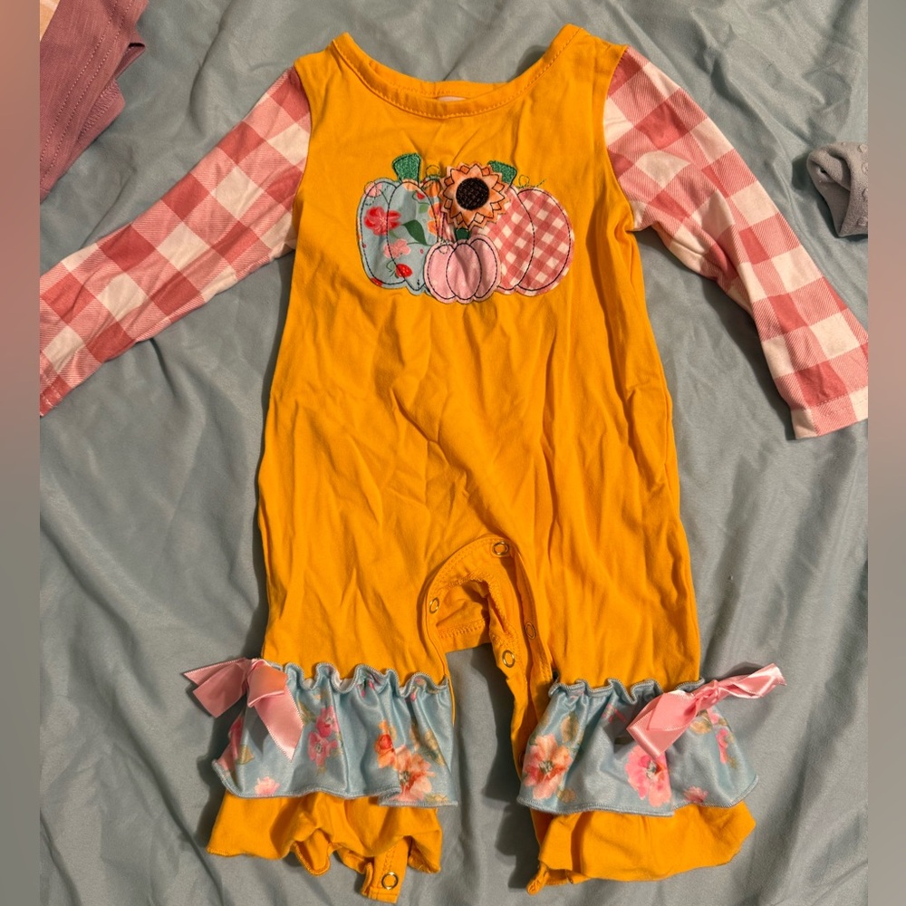 Yellow Pumpkin Patch Baby Romper